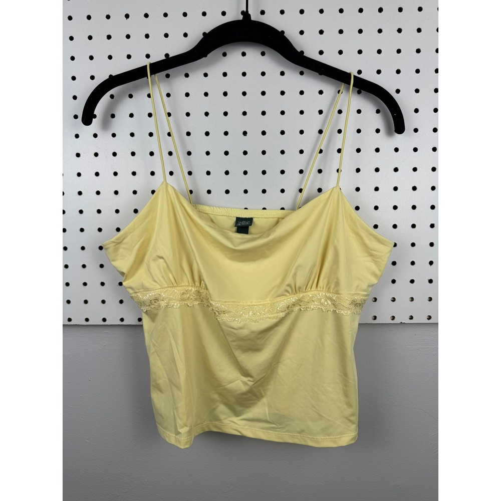 Wild Fable Light Yellow Lace Trim Cami Top NWT Medium Y2K Style Spaghetti Strap